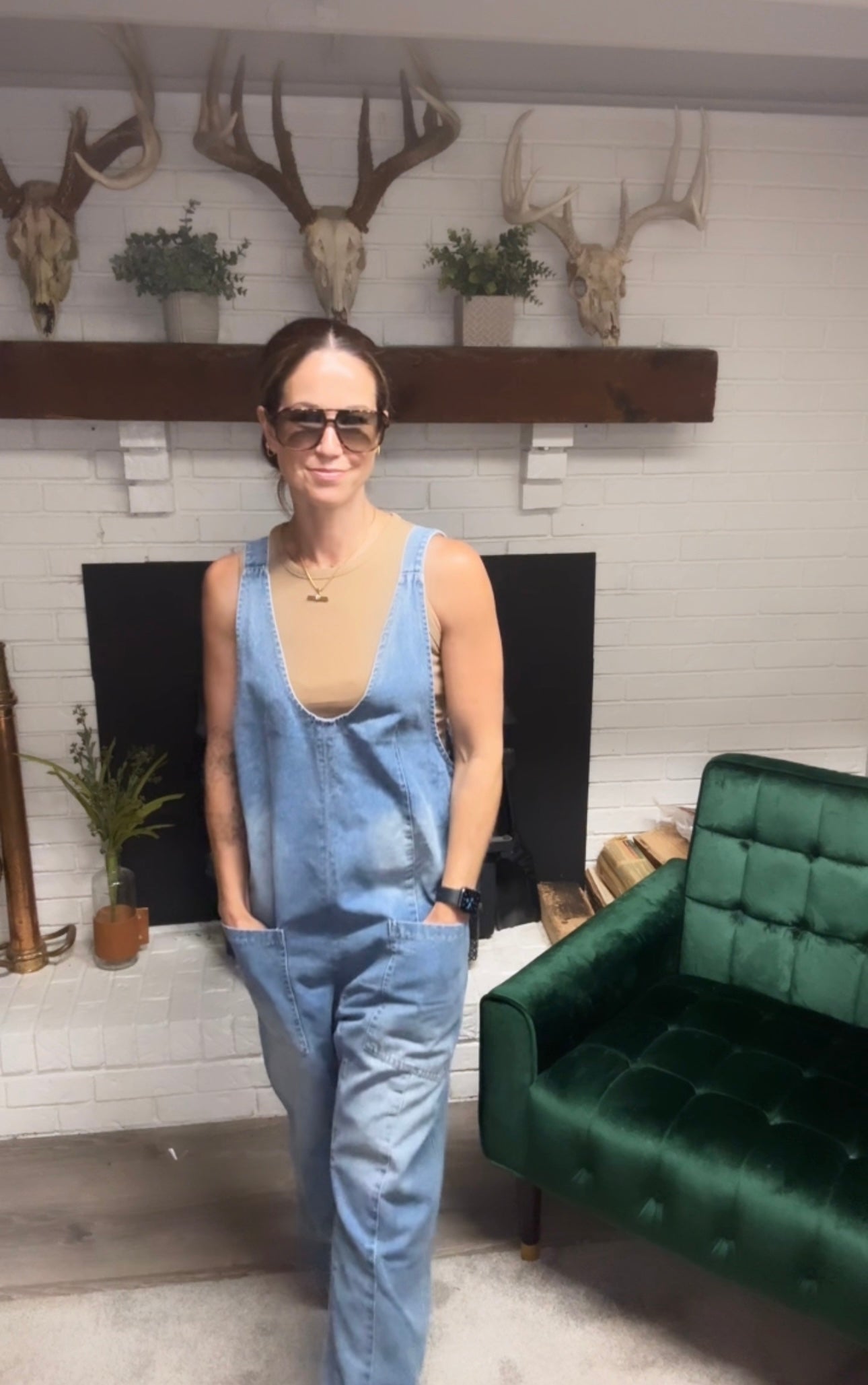 Denim jumpsuit shops open back