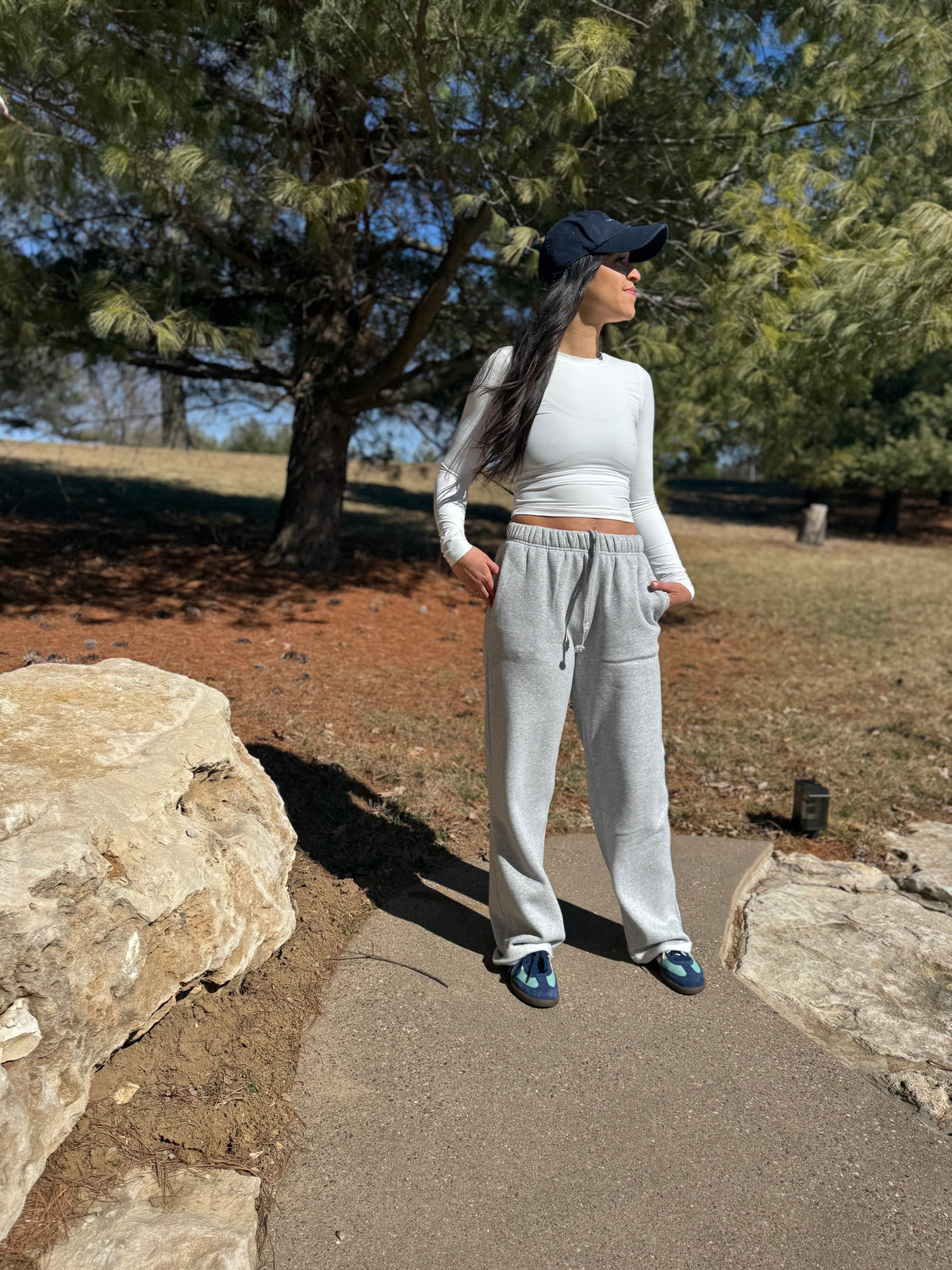 Heather Grey Wide Leg Fleece Sweatpants