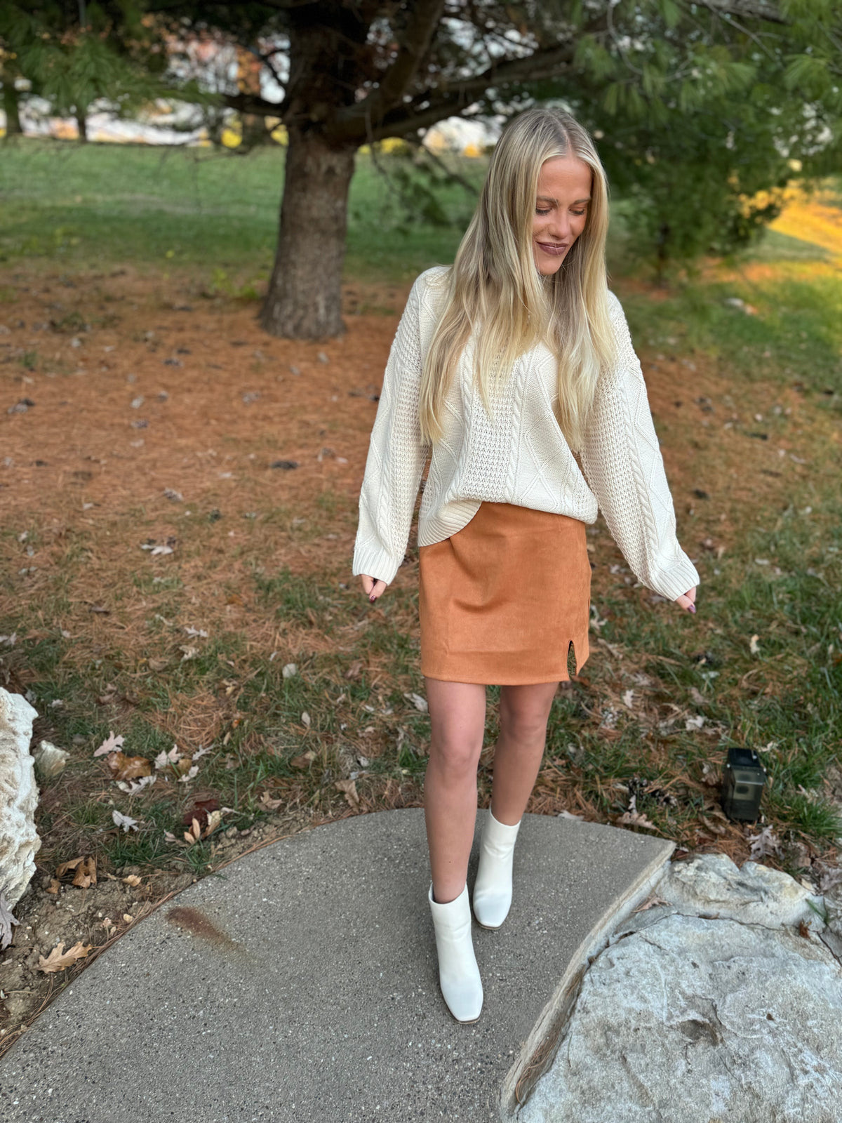 Camel Faux Suede Mini Skirt