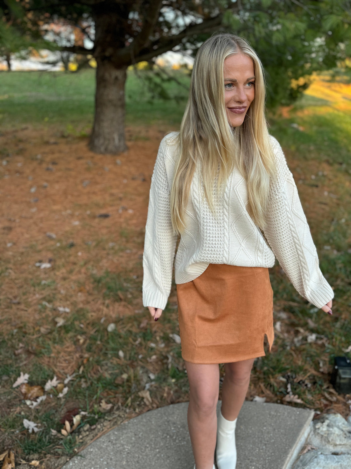 Camel Faux Suede Mini Skirt