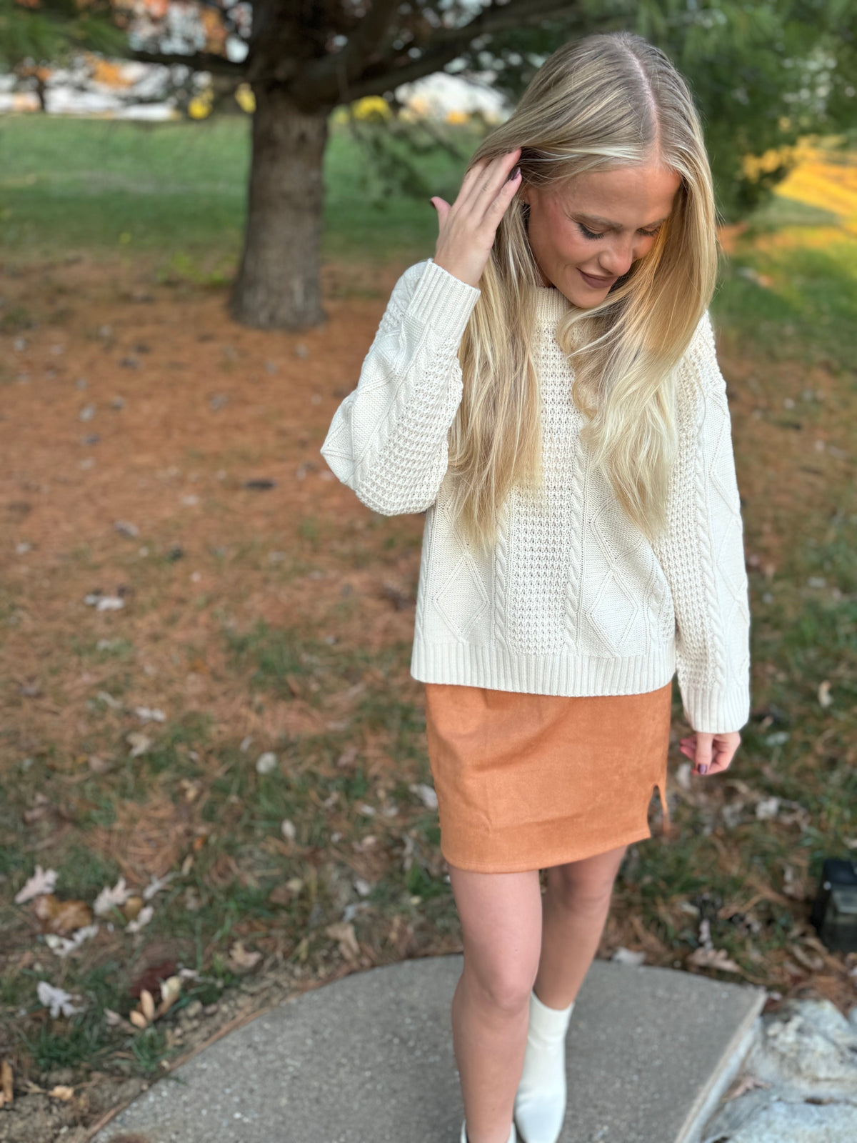 Camel Faux Suede Mini Skirt