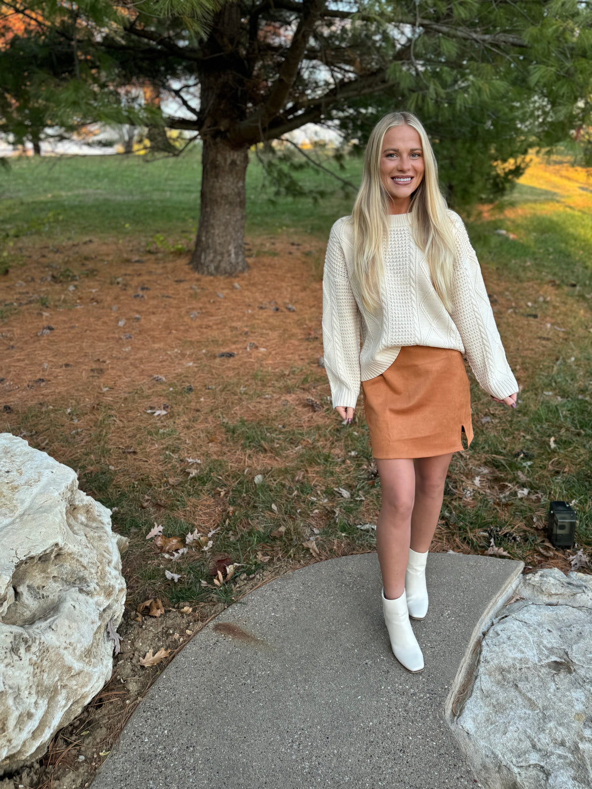 Camel Faux Suede Mini Skirt