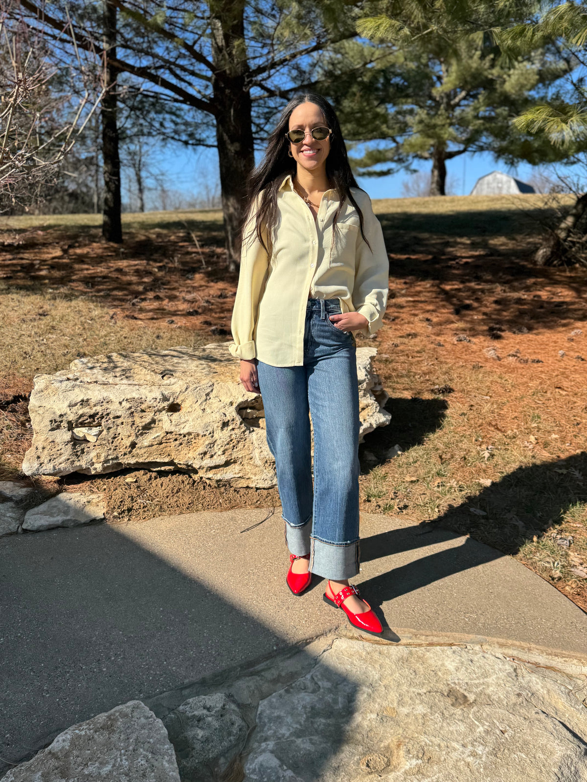 Butter Yellow Oversized Button Up Shirt