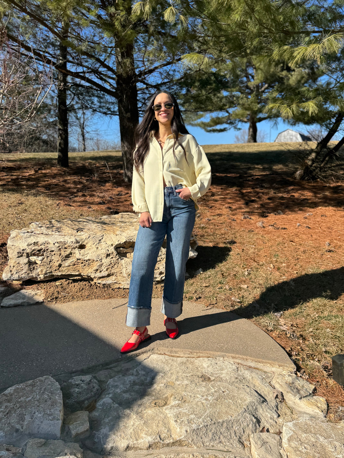 Butter Yellow Oversized Button Up Shirt