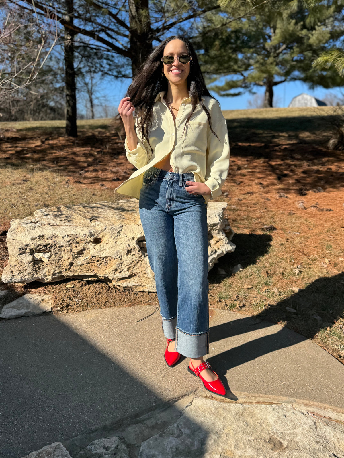 Butter Yellow Oversized Button Up Shirt