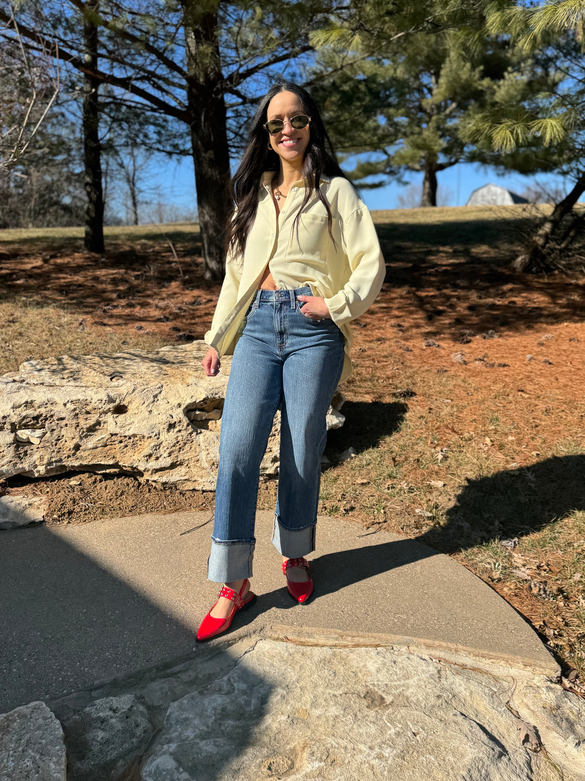 Butter Yellow Oversized Button Up Shirt