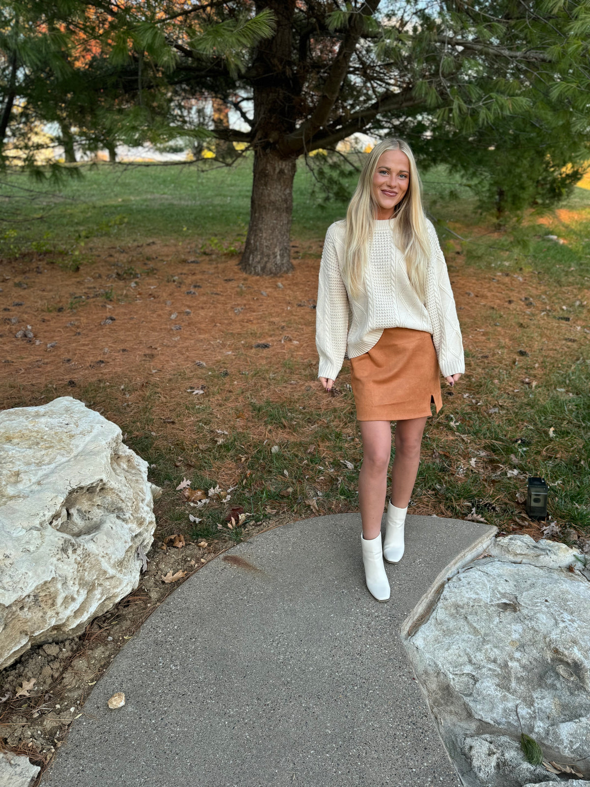 Camel Faux Suede Mini Skirt