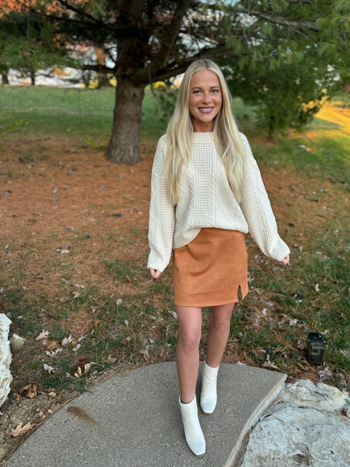 Camel Faux Suede Mini Skirt