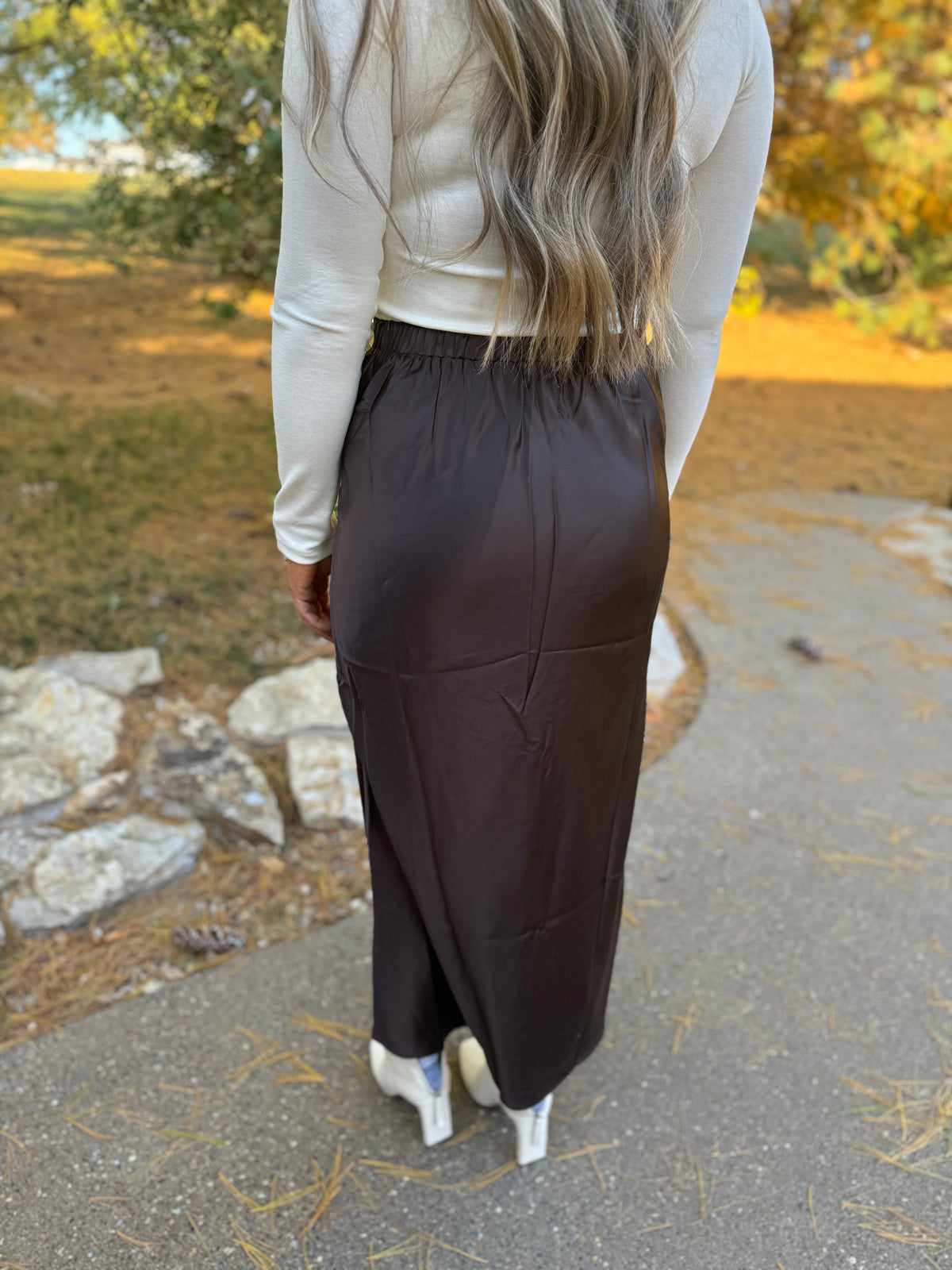 Chocolate Brown Satin Skirt