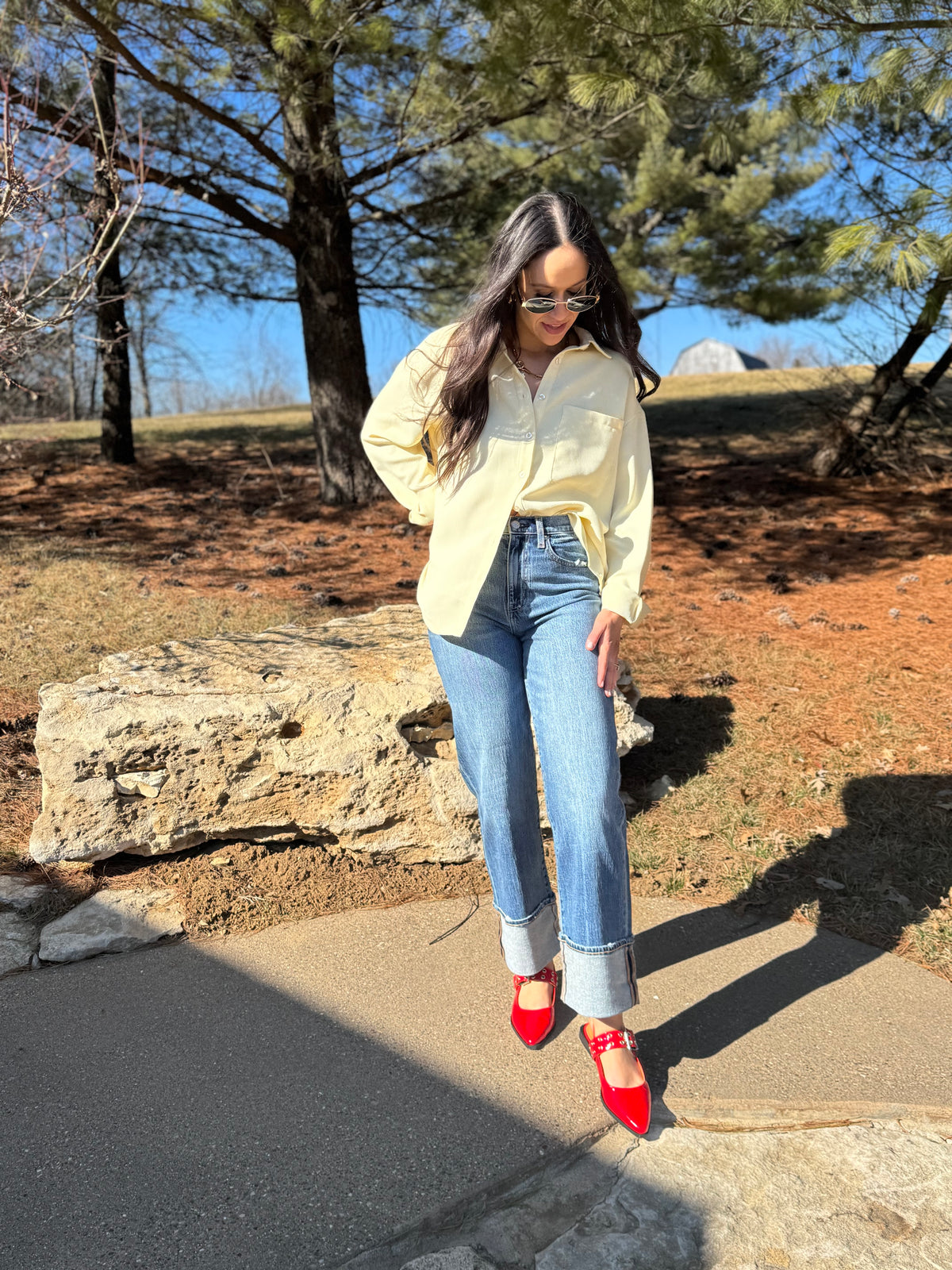 Butter Yellow Oversized Button Up Shirt