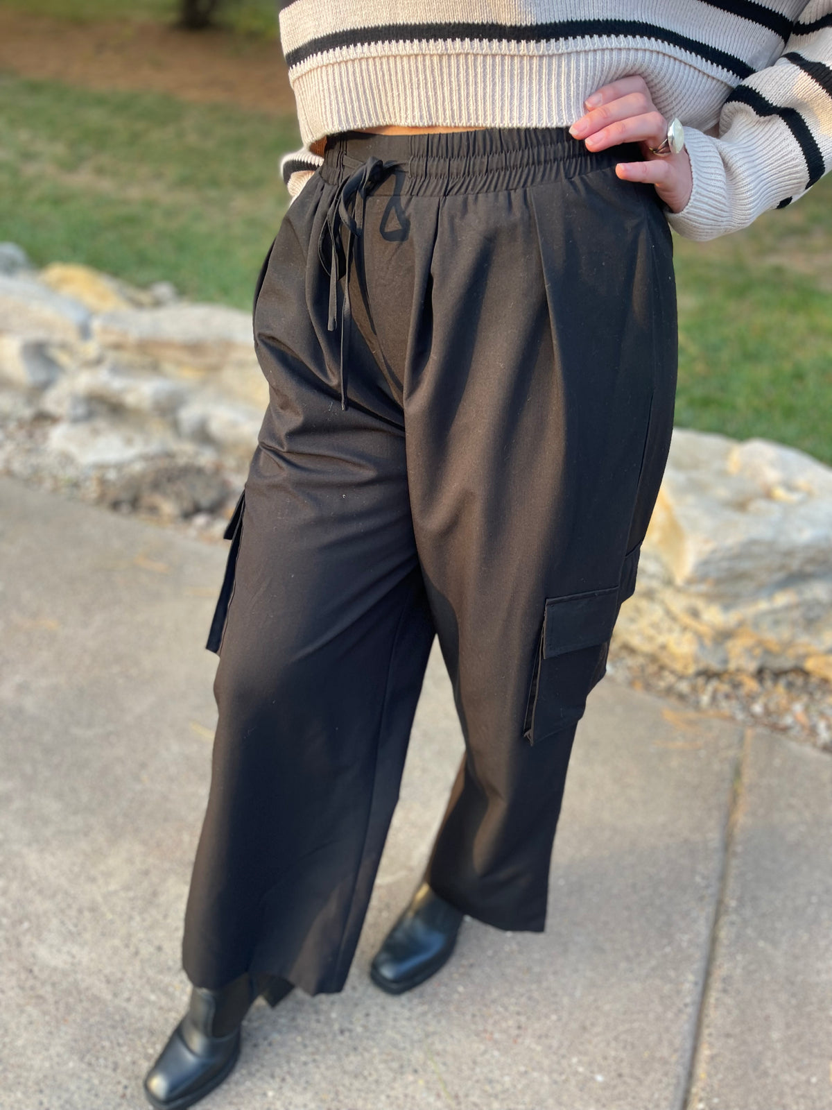 Black Wide Leg Cargo Pants