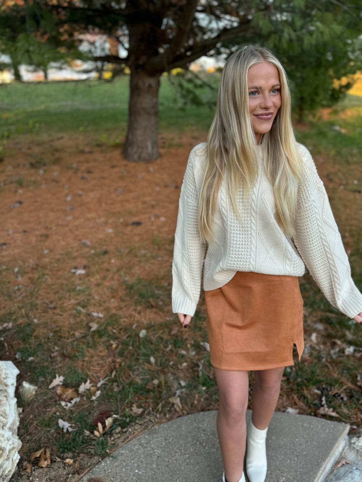 Camel Faux Suede Mini Skirt