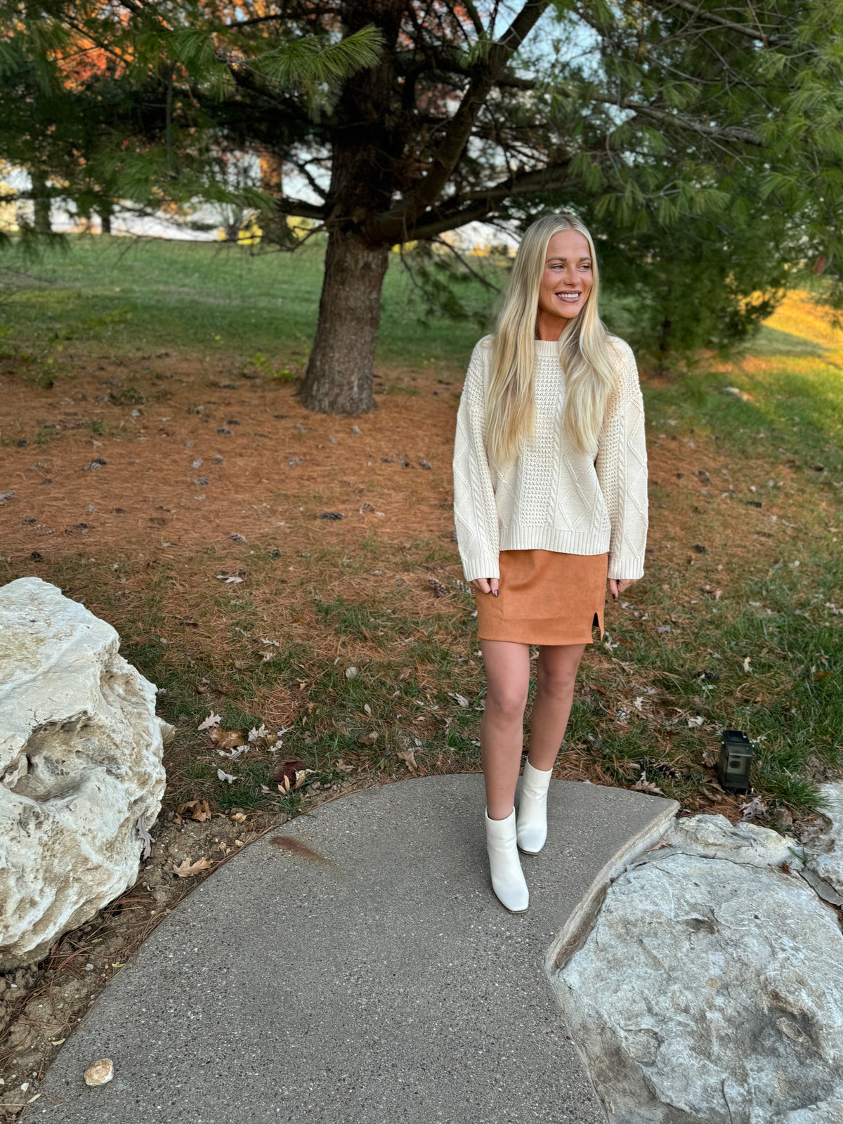 Camel Faux Suede Mini Skirt