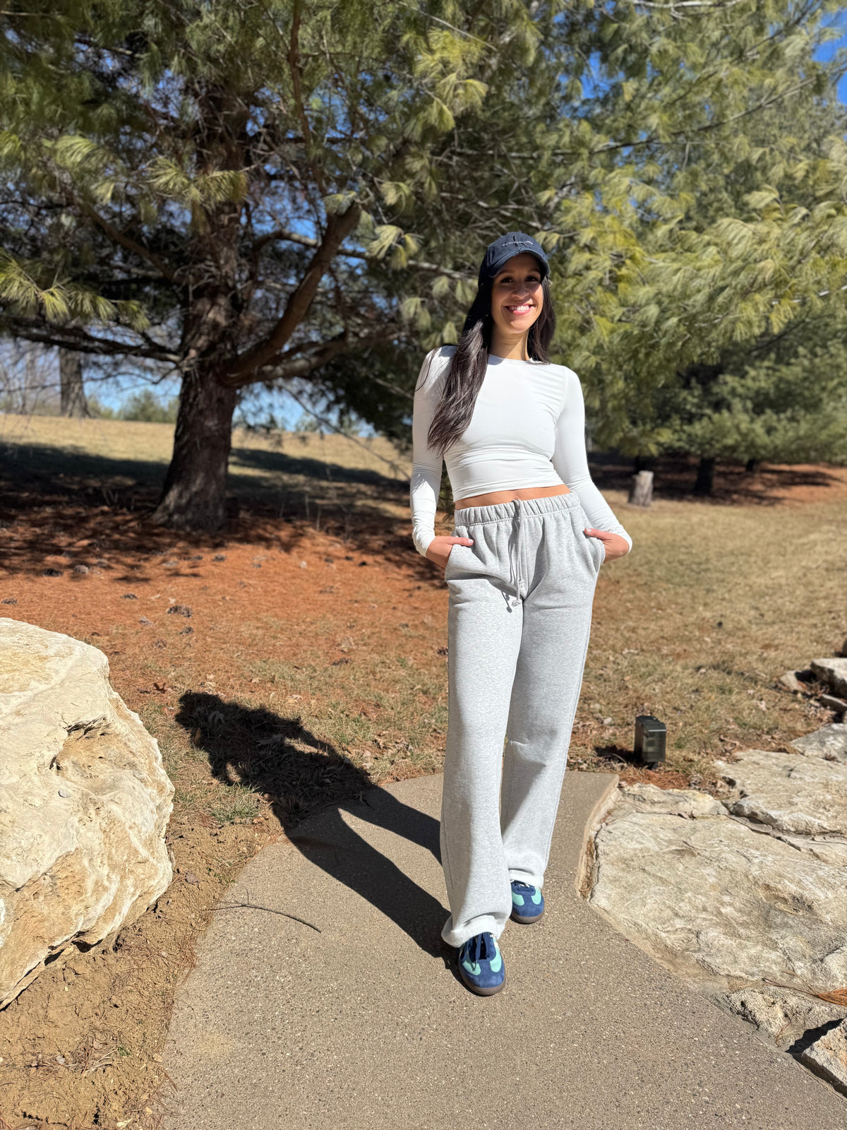 Heather Grey Wide Leg Fleece Sweatpants