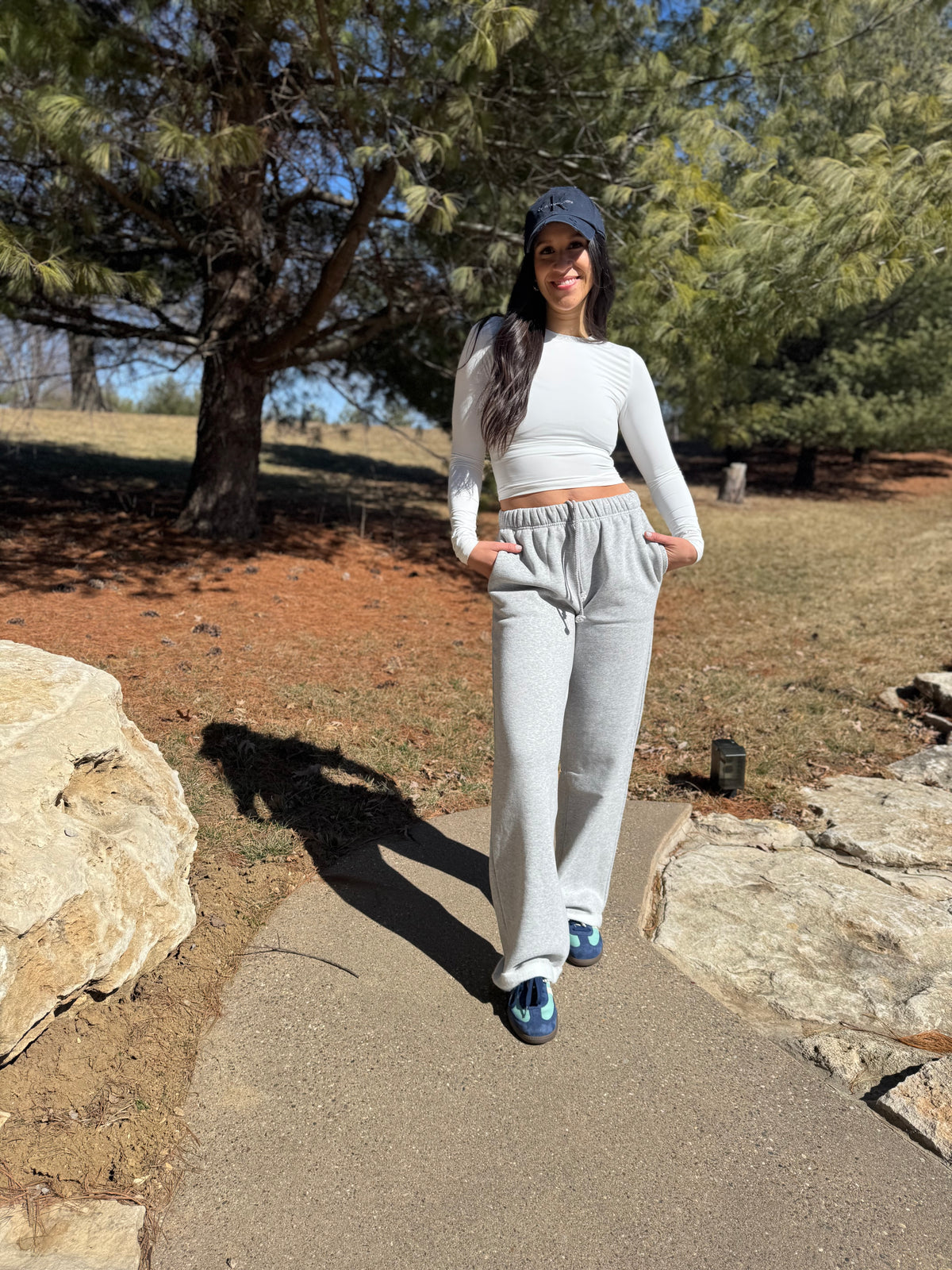 Heather Grey Wide Leg Fleece Sweatpants