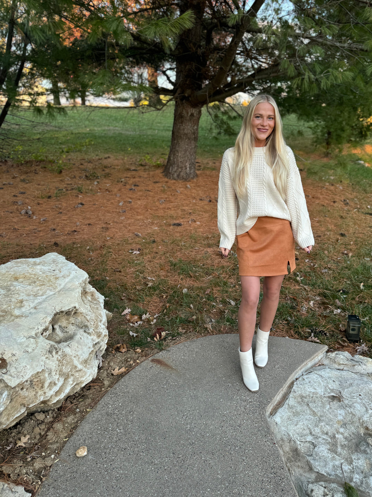 Camel Faux Suede Mini Skirt