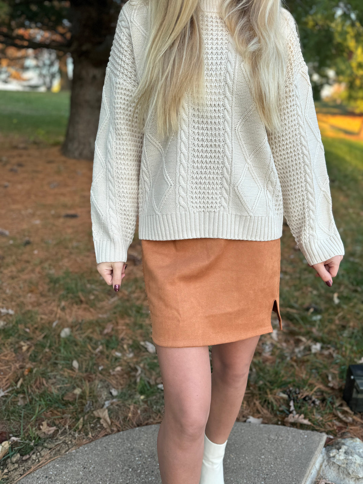 Camel Faux Suede Mini Skirt