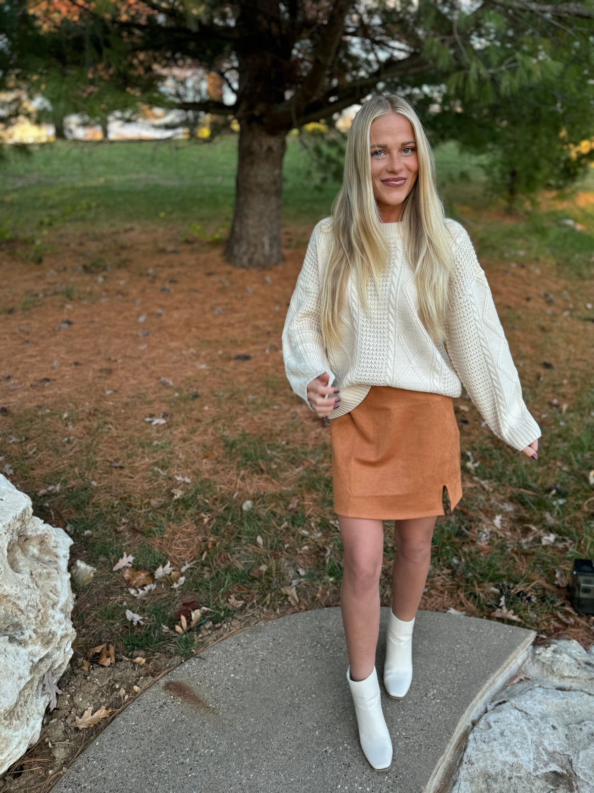 Camel Faux Suede Mini Skirt