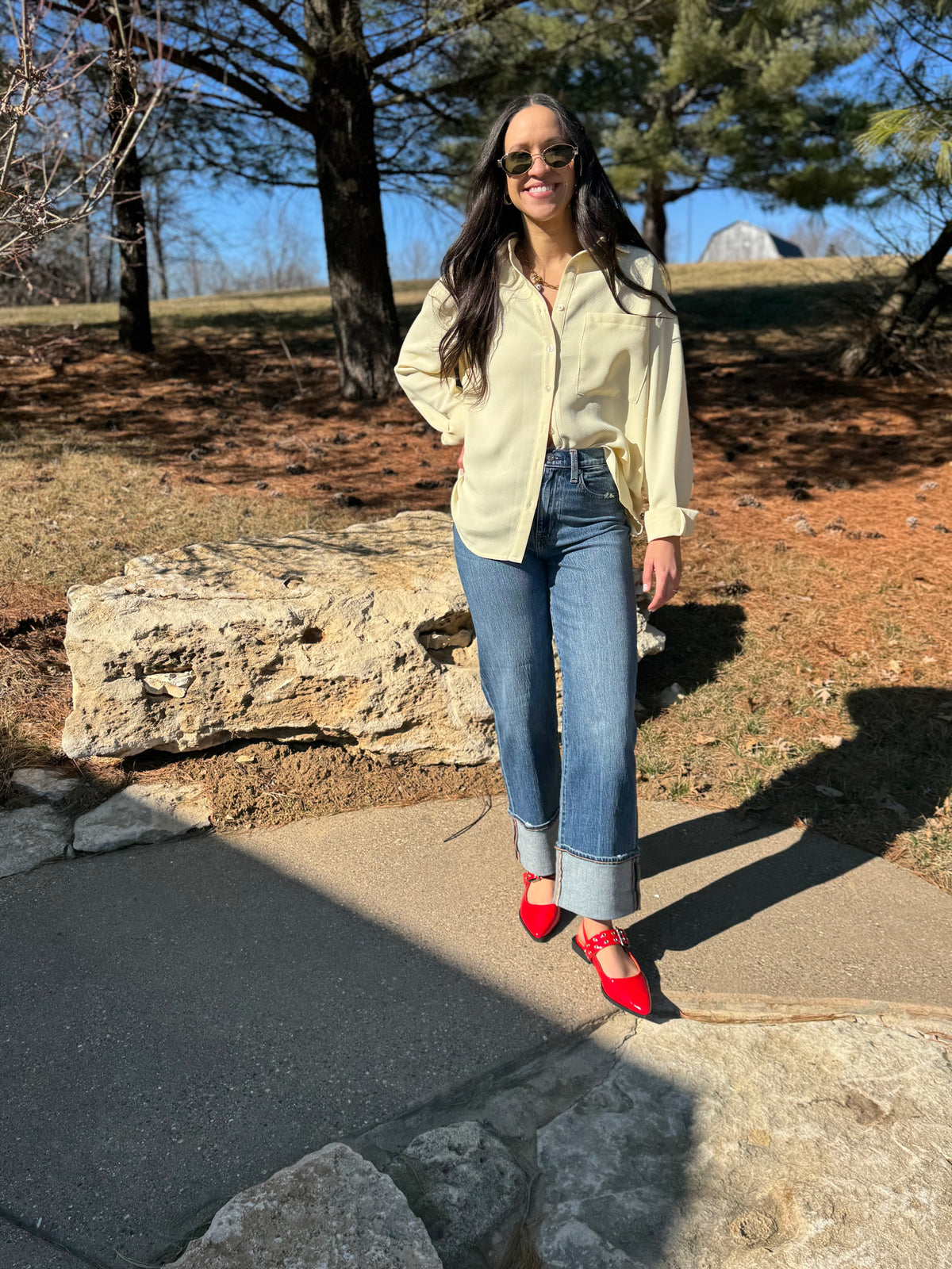 Butter Yellow Oversized Button Up Shirt