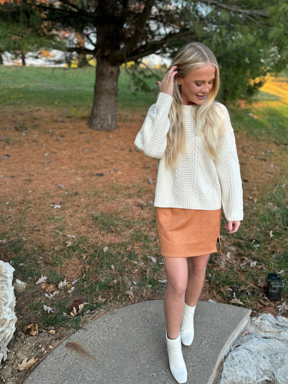 Camel Faux Suede Mini Skirt