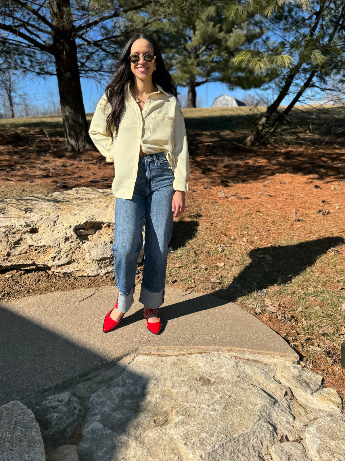 Butter Yellow Oversized Button Up Shirt