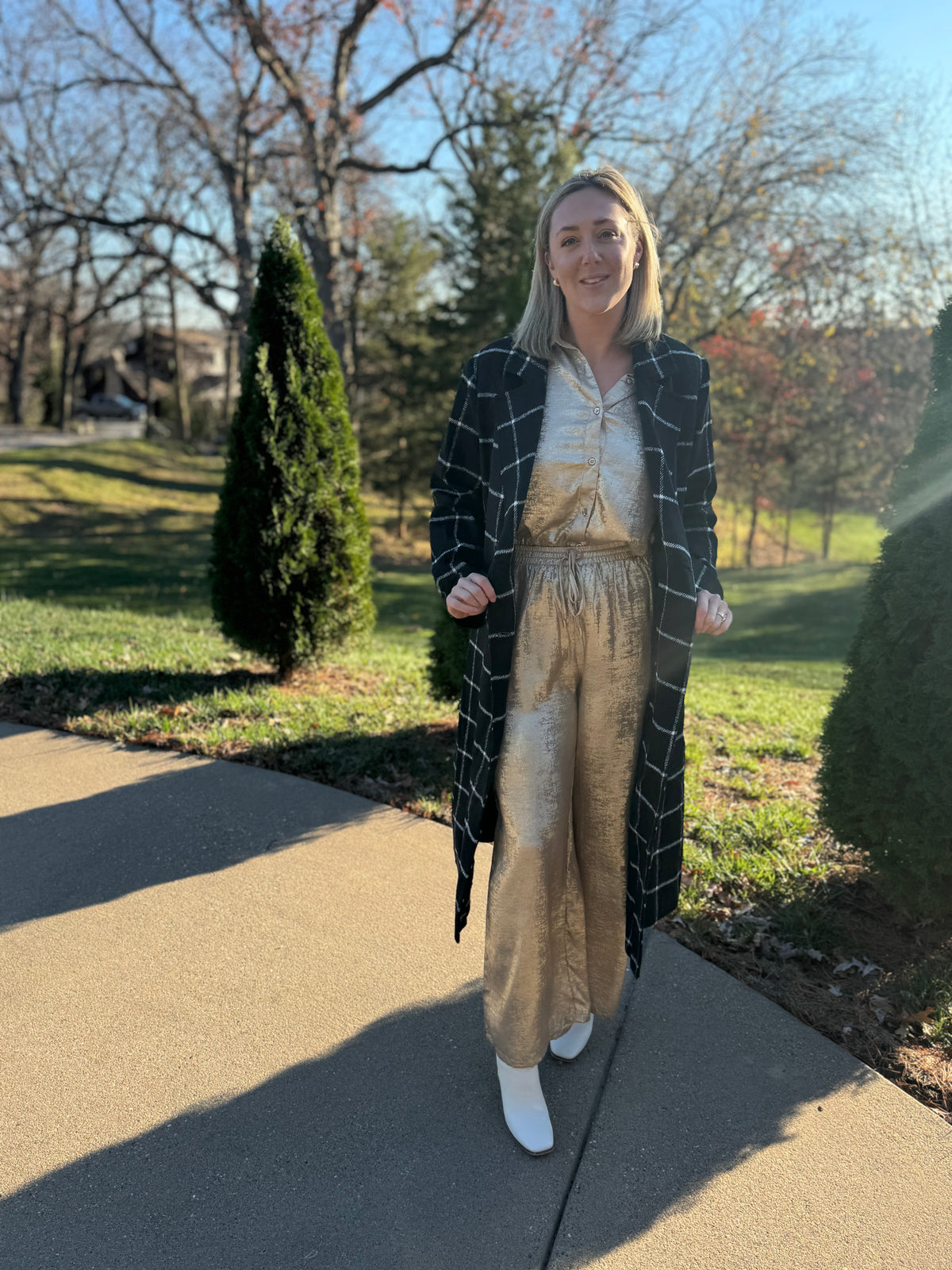 Black and White Double Breasted Coat