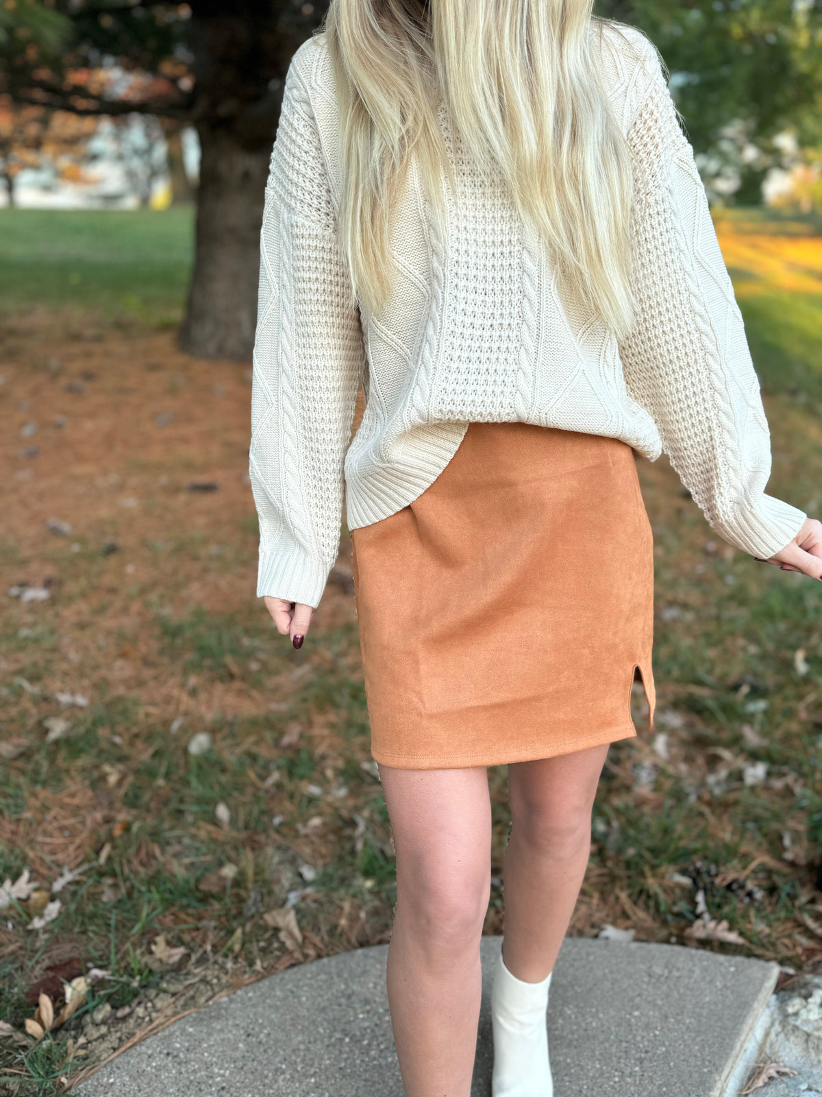 Camel Faux Suede Mini Skirt