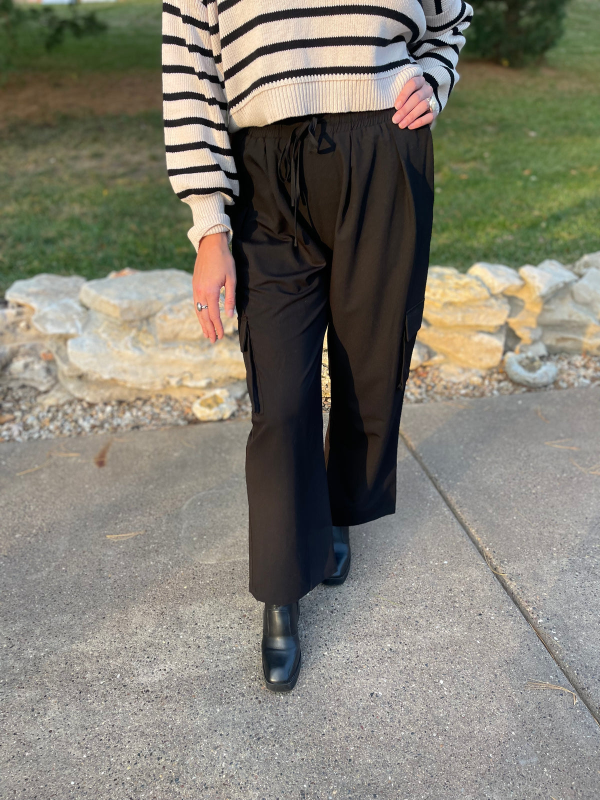 Black Wide Leg Cargo Pants