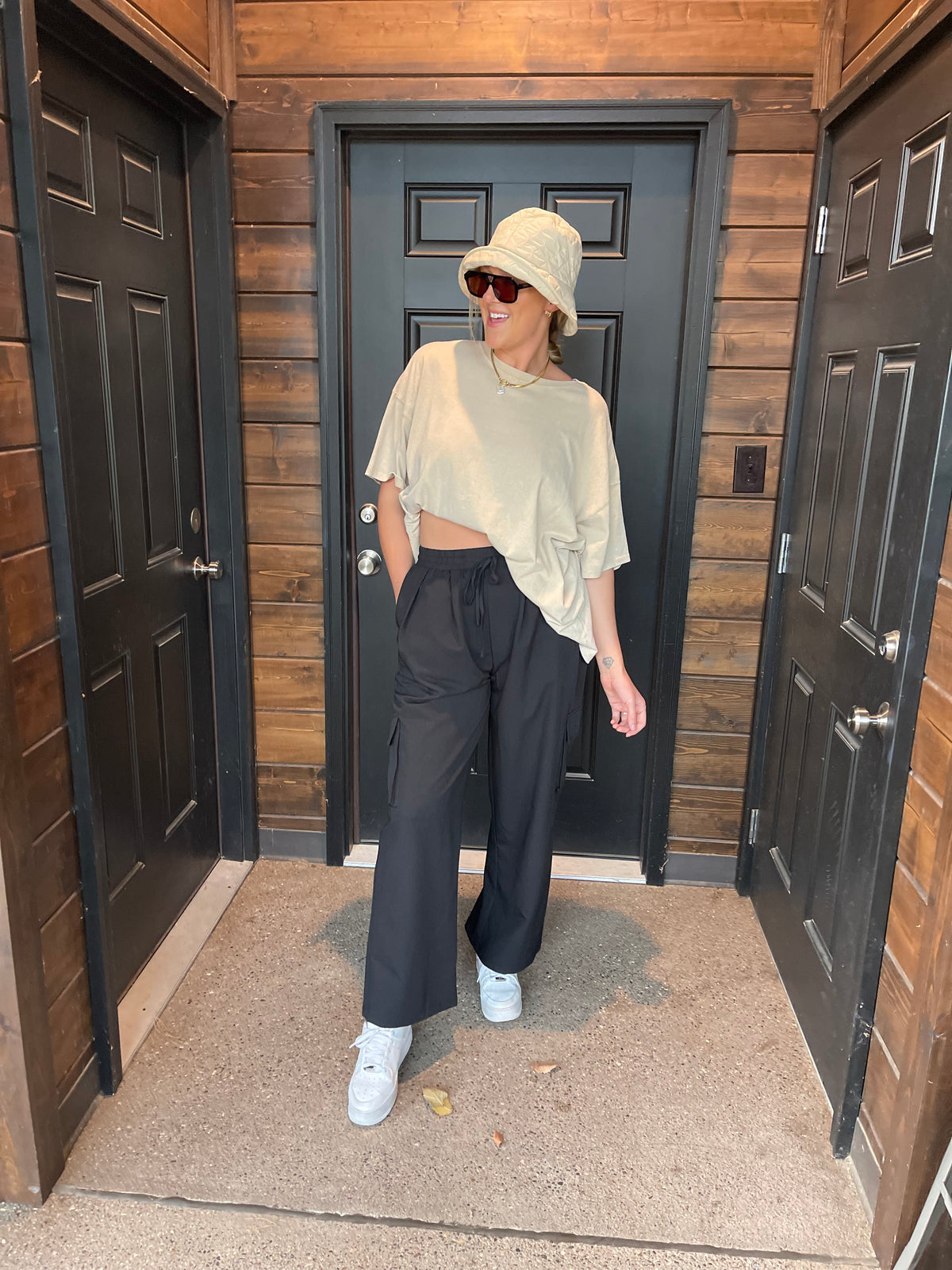 Black Wide Leg Cargo Pants