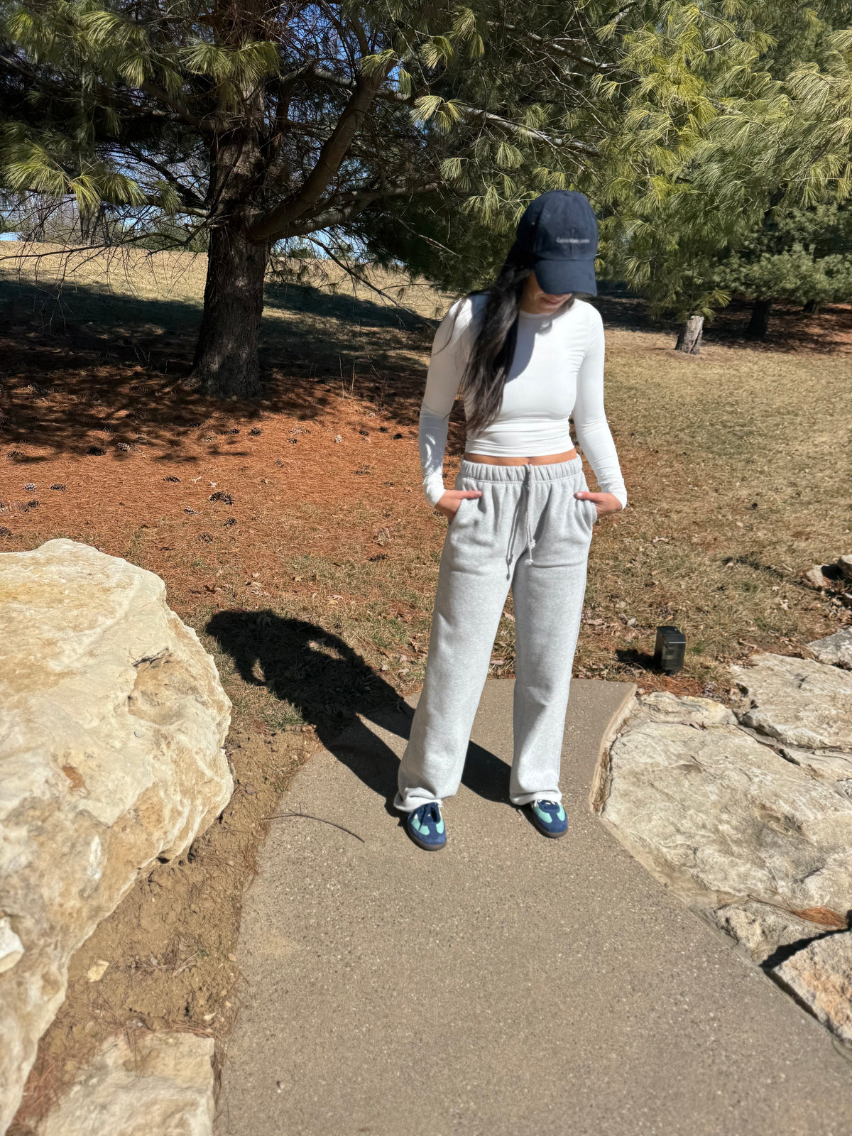 Heather Grey Wide Leg Fleece Sweatpants