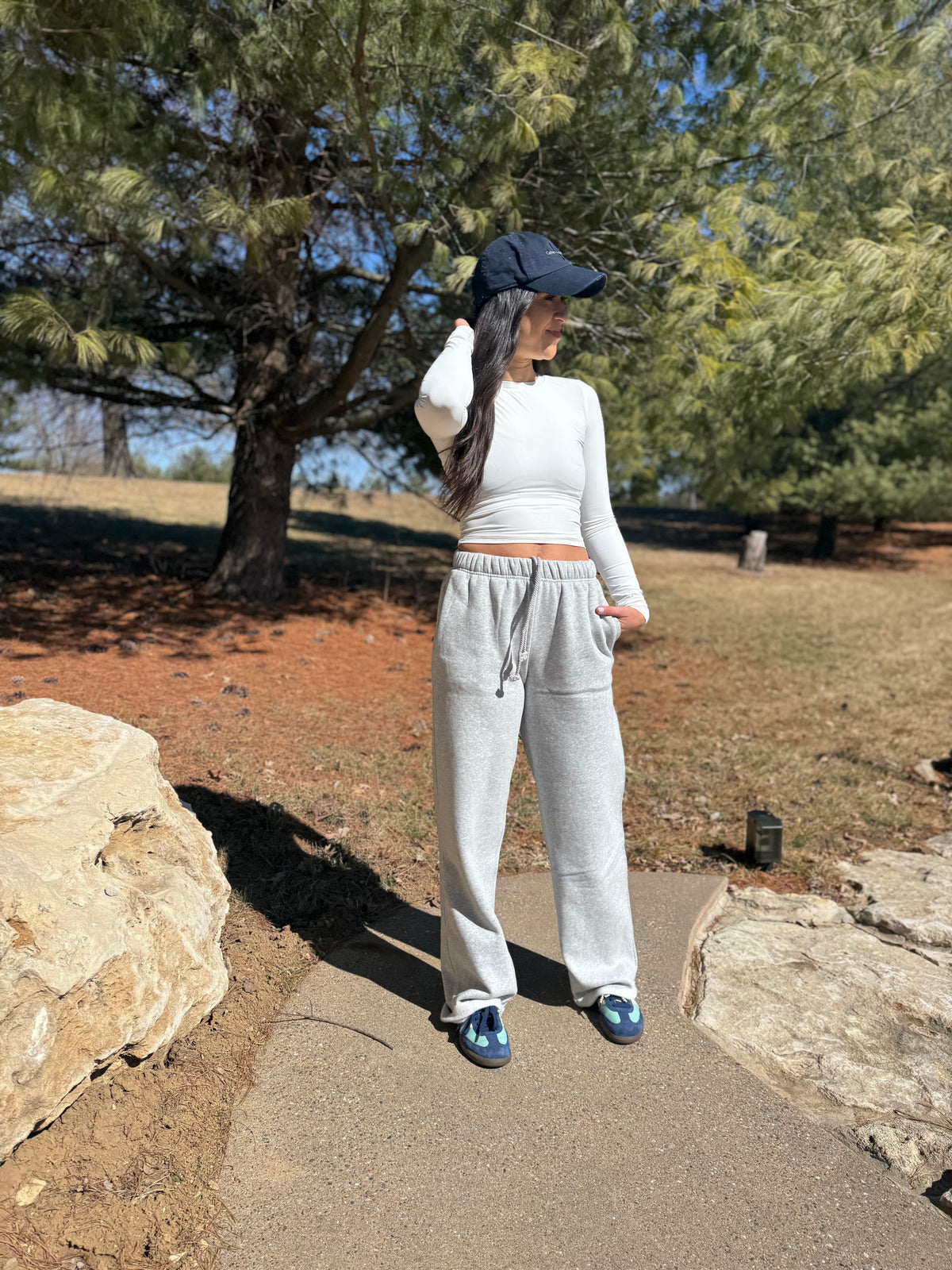 Heather Grey Wide Leg Fleece Sweatpants