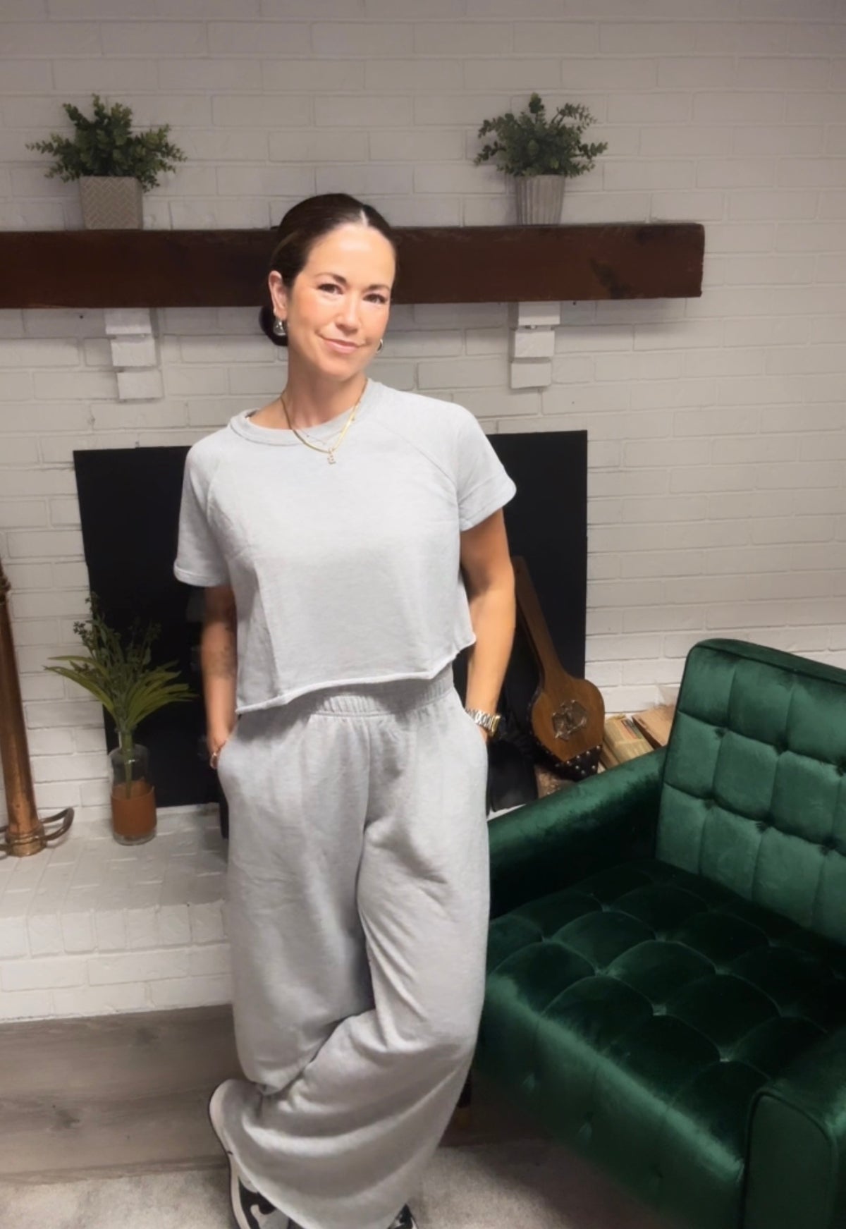 Heather Grey Wide Leg Sweatpants