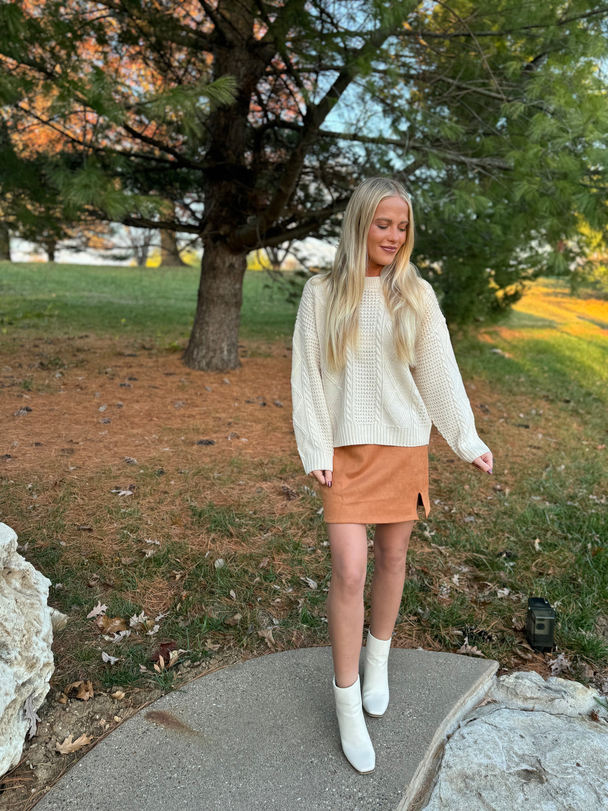 Camel Faux Suede Mini Skirt