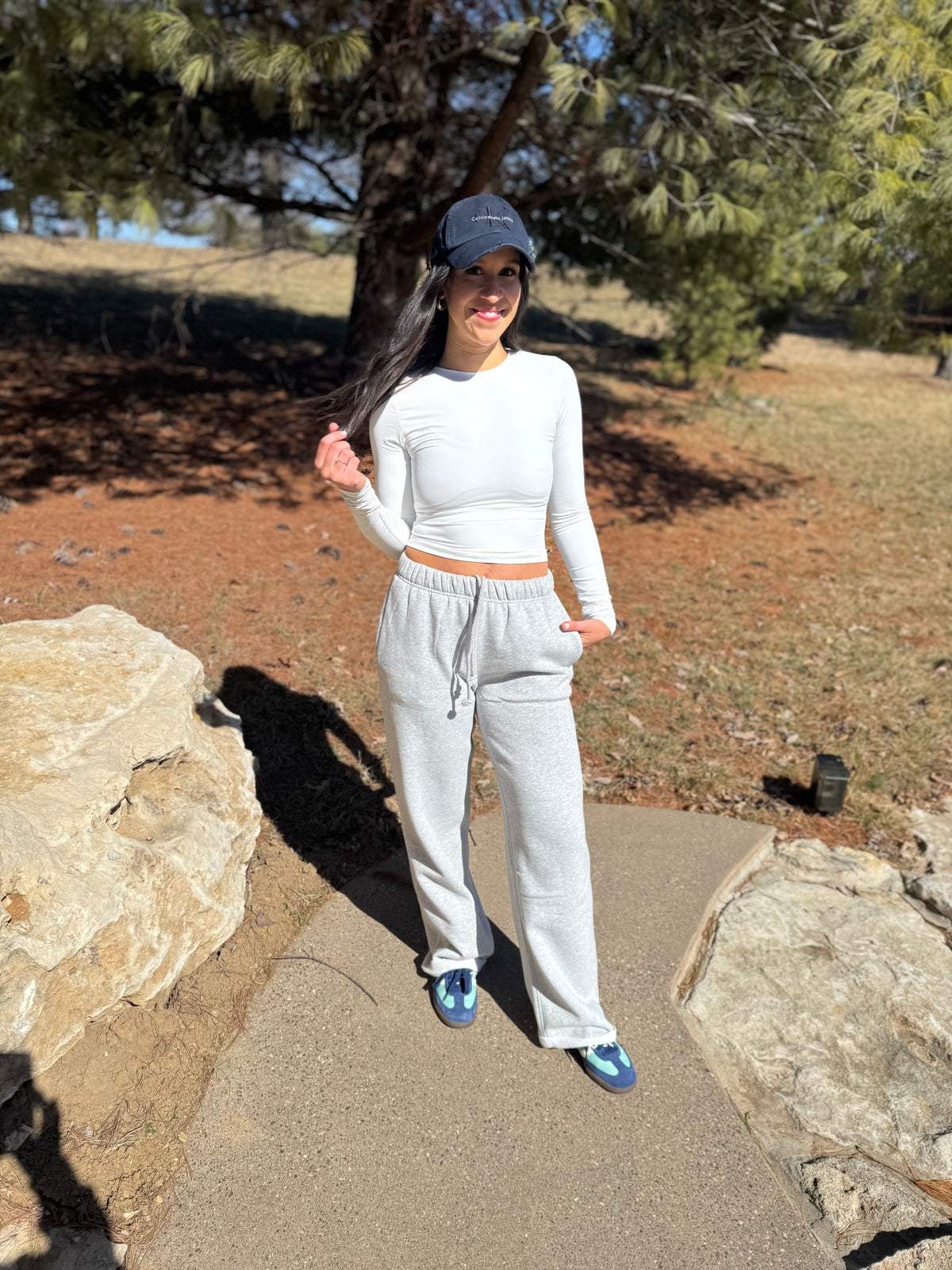 Heather Grey Wide Leg Fleece Sweatpants