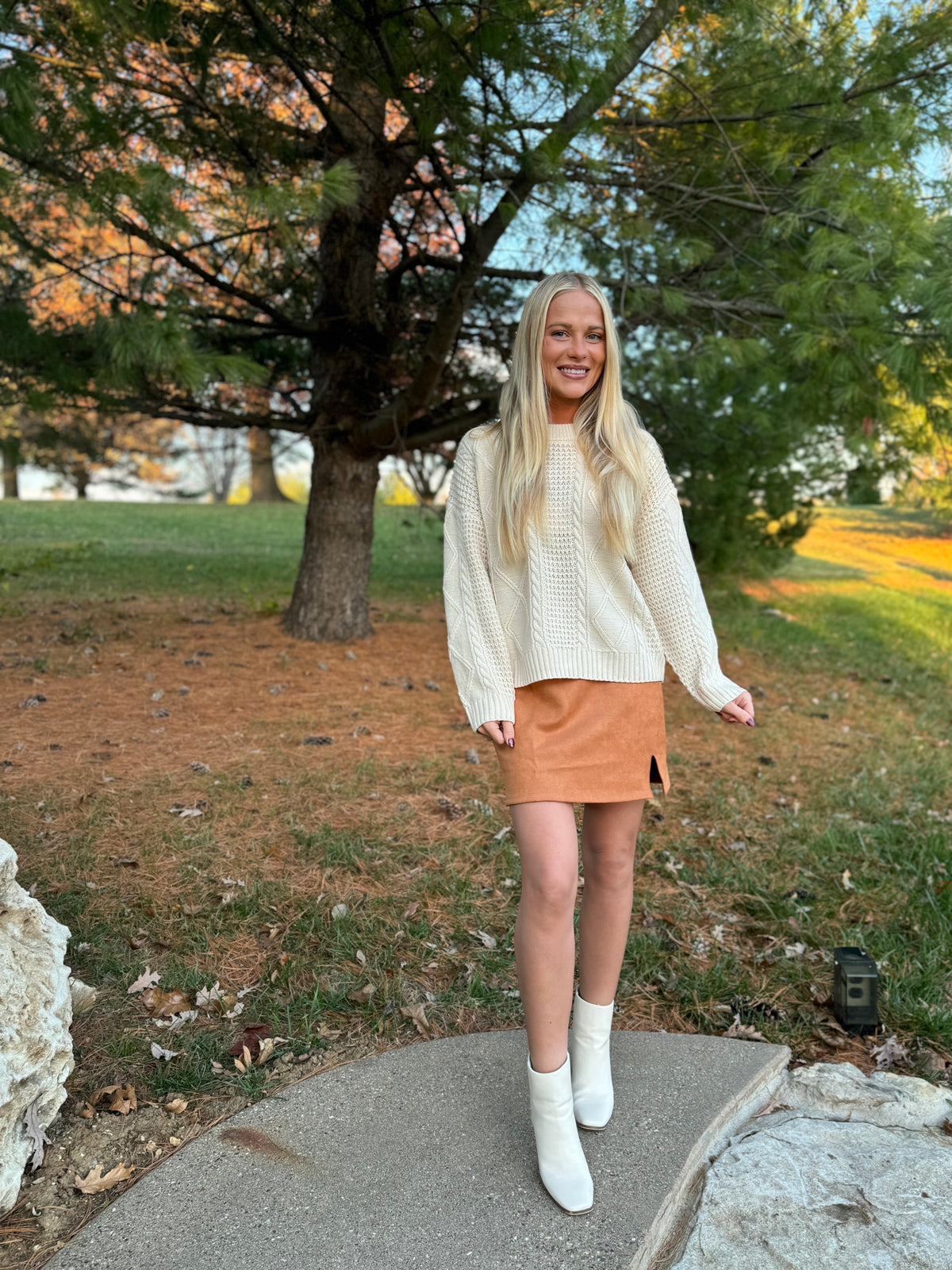 Camel Faux Suede Mini Skirt