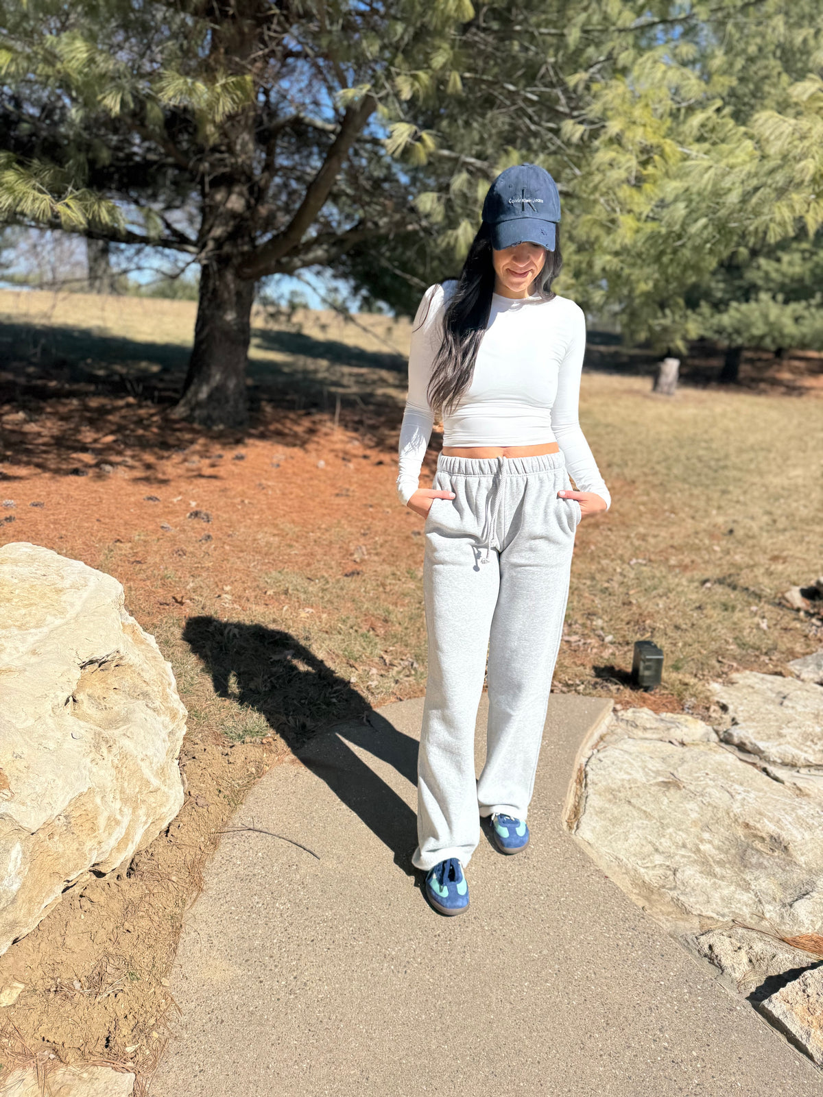 Heather Grey Wide Leg Fleece Sweatpants