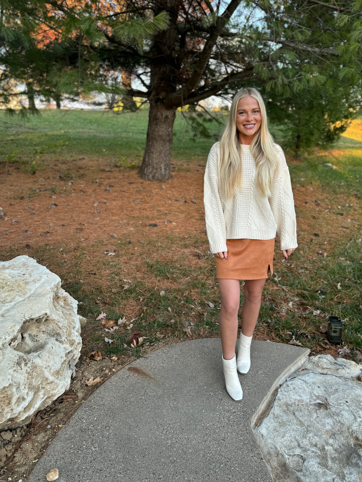 Camel Faux Suede Mini Skirt