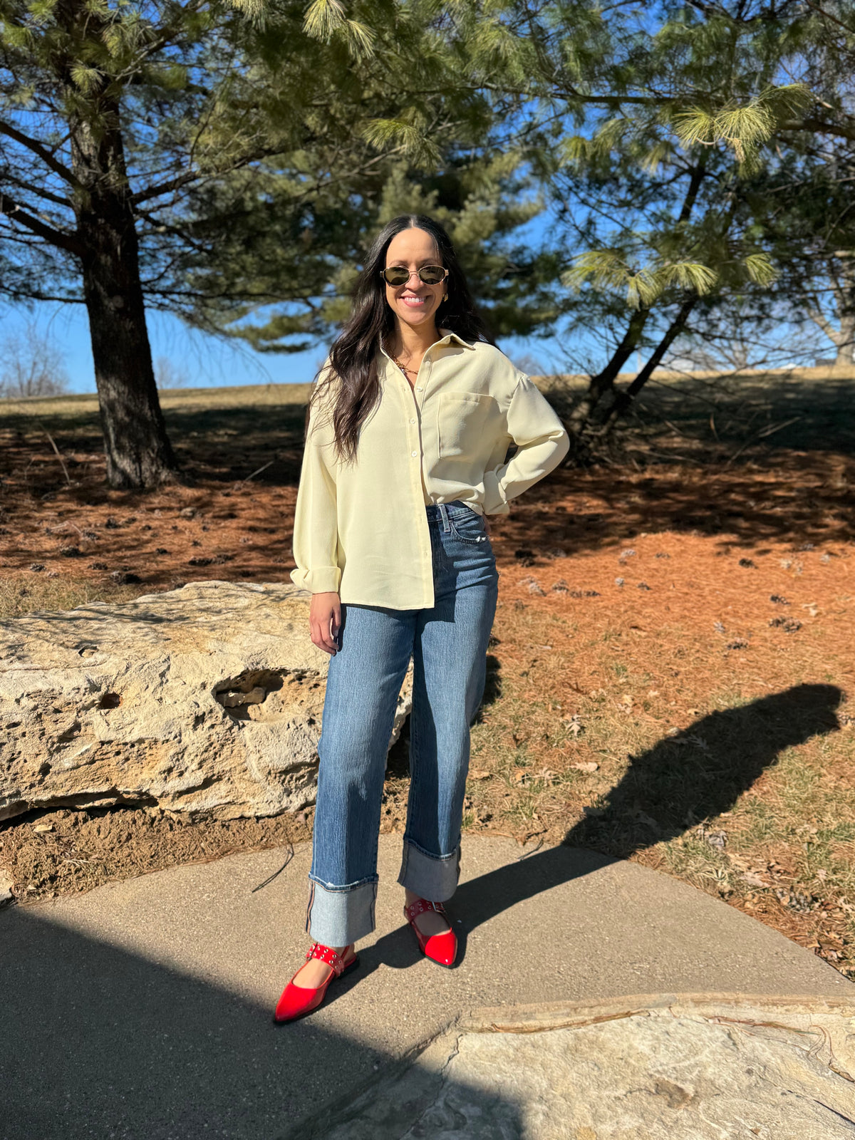 Butter Yellow Oversized Button Up Shirt