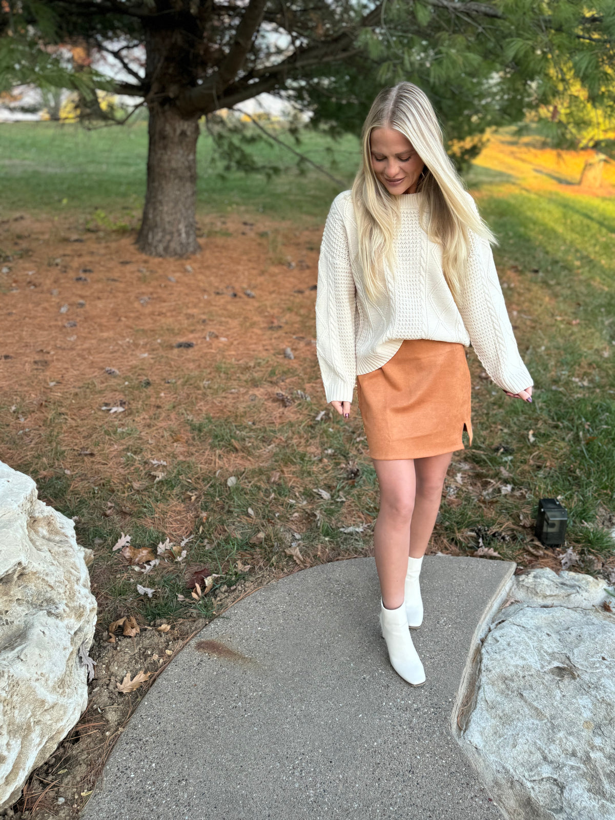 Camel Faux Suede Mini Skirt