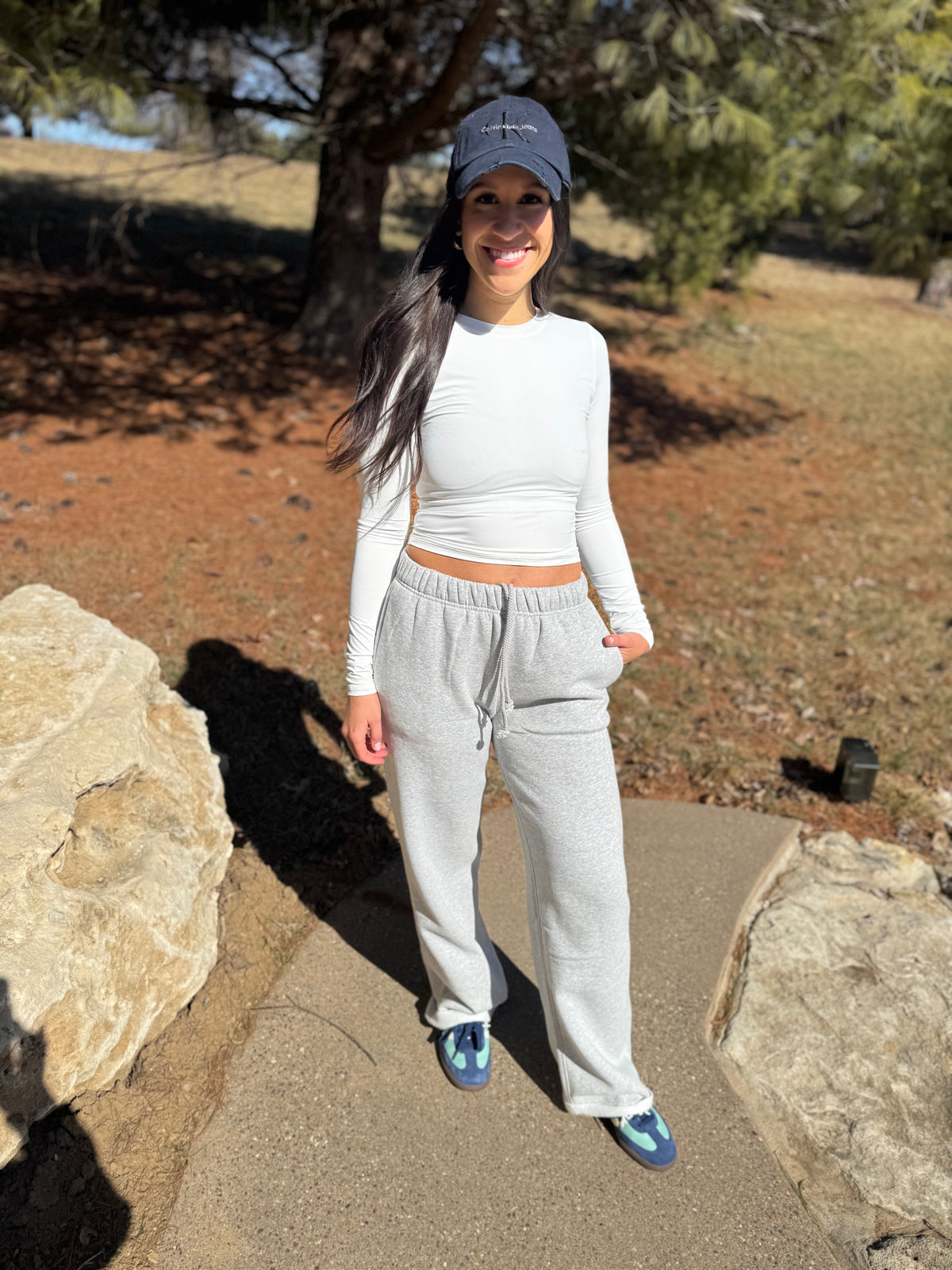 Heather Grey Wide Leg Fleece Sweatpants