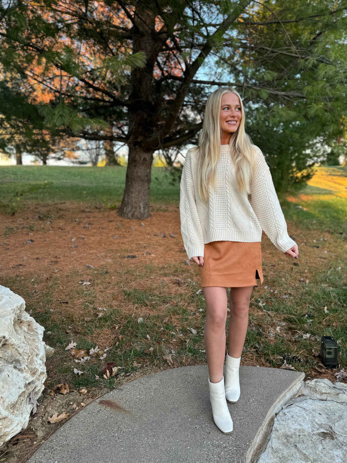 Camel Faux Suede Mini Skirt