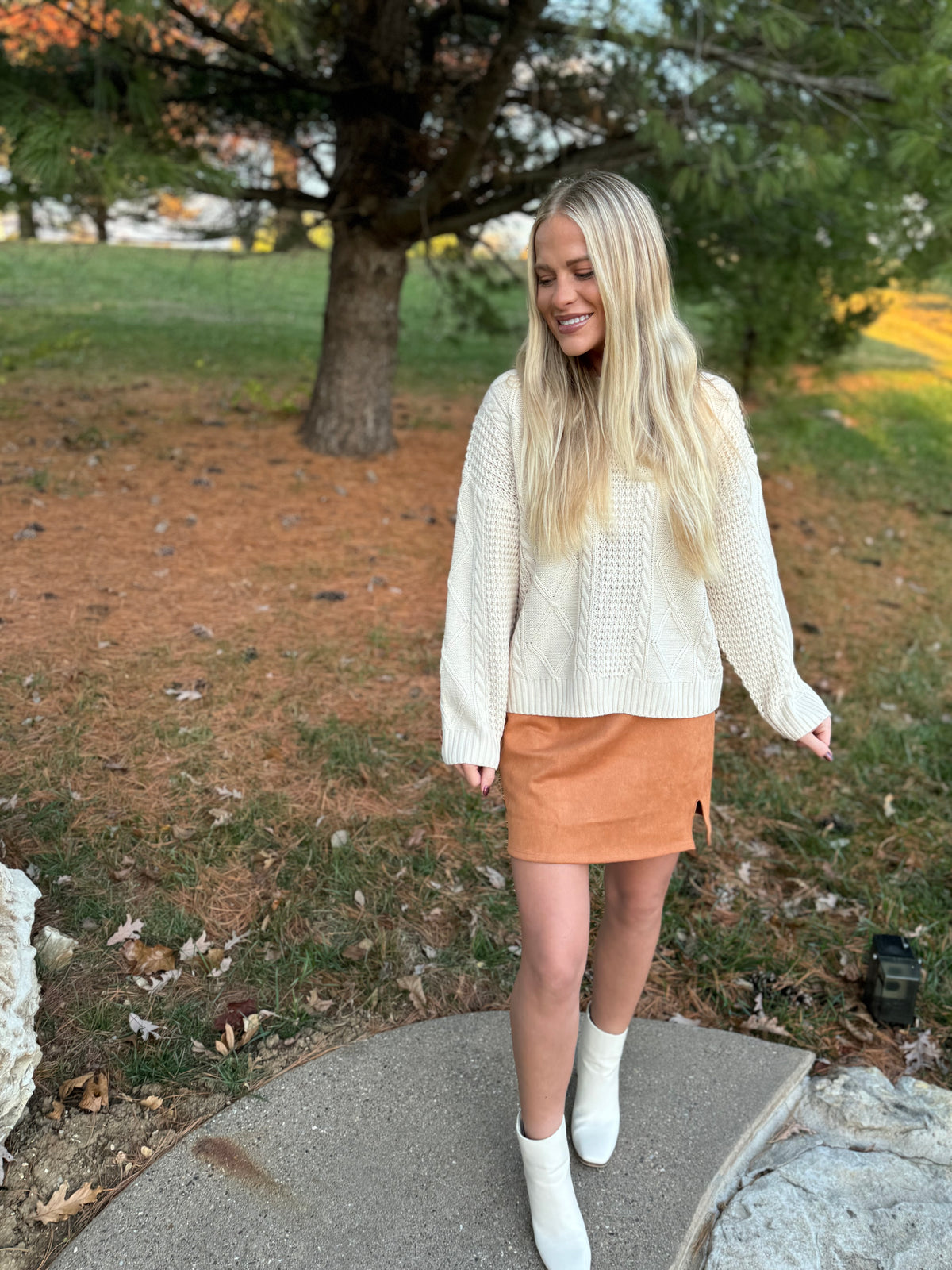 Camel Faux Suede Mini Skirt