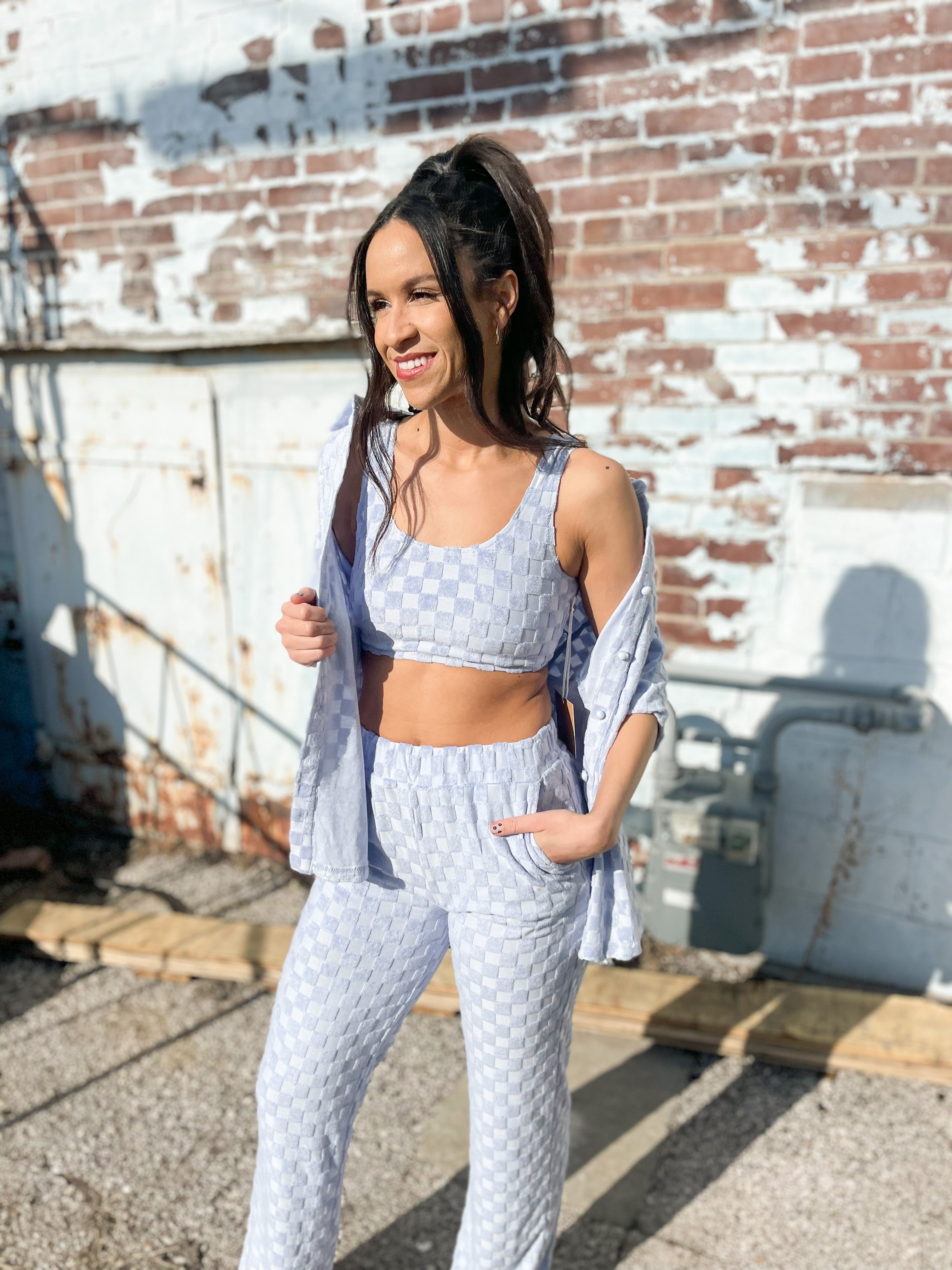 Checkered tube hotsell top outfit